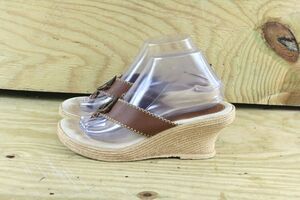 Sbicca Sandals Womens Sz 9 M Brown Wedge Espadrilles Handmade Thong Peace Sign